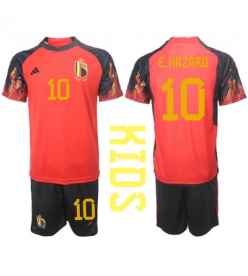 Belgien Eden Hazard #10 Hemmakläder Barn VM 2022 Kortärmad (+ Korta byxor)
